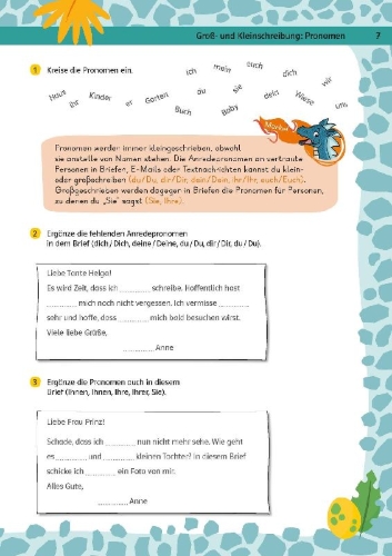 Buchcover und Innenansicht für das Buch: Team Drachenstark: Das großes Trainingsbuch Deutsch 4. Klasse