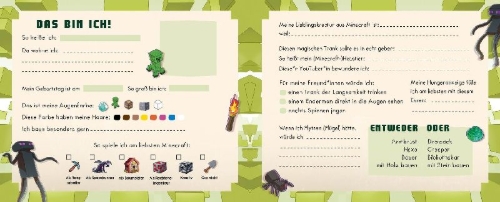 Buchcover und Innenansicht für das Buch: Das Freundebuch für Minecraft-Fans