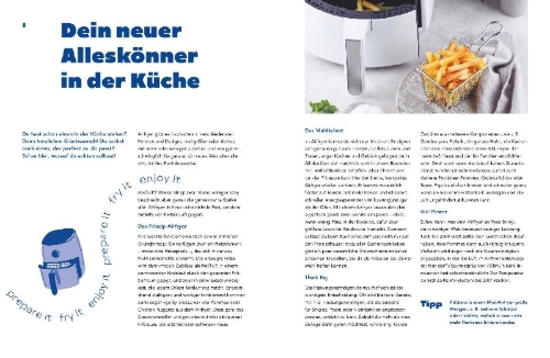 Buchcover und Innenansicht für das Buch: Lieblingsrezepte aus deinem Airfryer