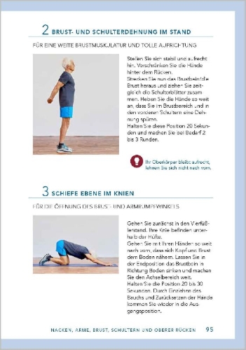 Buchcover und Innenansicht für das Buch: Stark im Alter. Krafttraining für Senioren. Die besten Fitness-Übungen