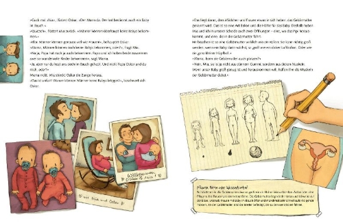Buchcover und Innenansicht für das Buch: Ein Baby in Mamas Bauch