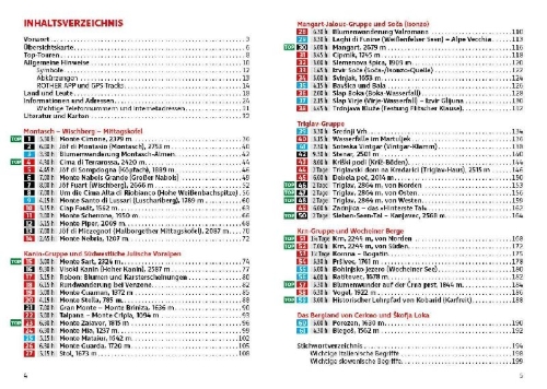 Buchcover und Innenansicht für das Buch: ROTHER Wanderführer Julische Alpen. 61 Touren zwischen Tarvisio, Bled und Tolmin - mit Nationalpark Triglav und So¿atal
