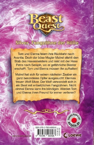 Buchcover und Innenansicht für das Buch: Beast Quest 52 - Silver, Fangzähne der Hölle