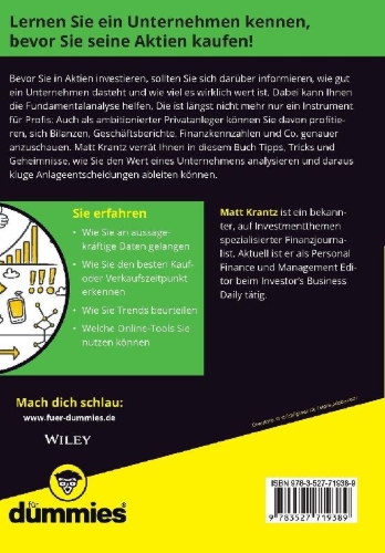 Buchcover und Innenansicht für das Buch: Fundamentalanalyse für Dummies