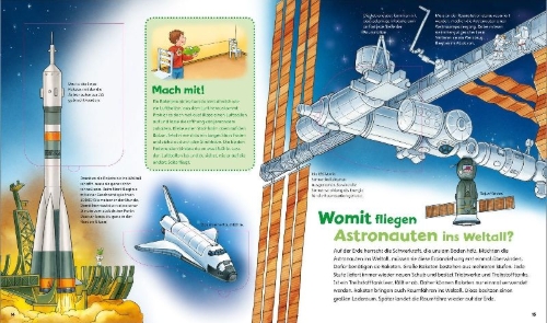 Buchcover und Innenansicht für das Buch: WAS IST WAS Junior Band 13. Weltraum