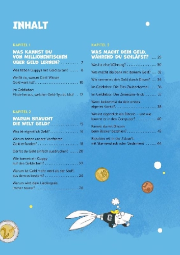 Buchcover und Innenansicht für das Buch: Von Geld, Gold und Guppys
