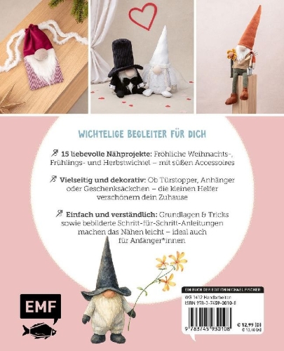 Buchcover und Innenansicht für das Buch: Die Wichtel ziehen ein! - 15 liebevolle Figuren aus Stoff nähen
