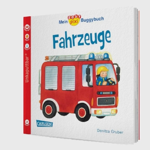 Buchcover und Innenansicht für das Buch: Baby Pixi 43: Mein Baby-Pixi Buggybuch: Fahrzeuge
