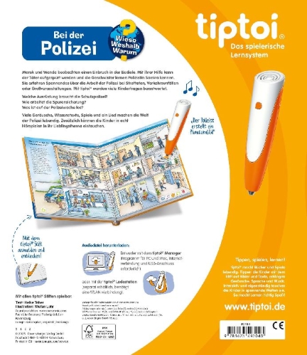 Buchcover und Innenansicht für das Buch: tiptoi® Wieso? Weshalb? Warum? - Bei der Polizei