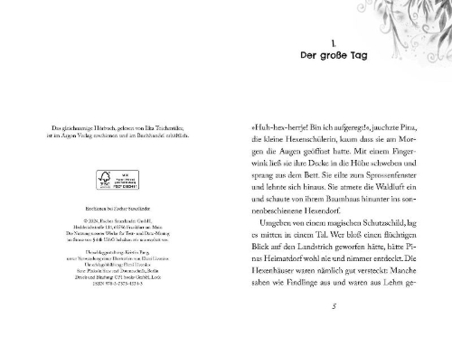 Buchcover und Innenansicht für das Buch: Pina Ponyhexe - Eine magische Freundschaft