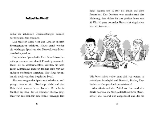 Buchcover und Innenansicht für das Buch: Die Pausenkicker - Abseits auf Klassenfahrt