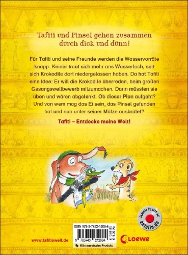 Buchcover und Innenansicht für das Buch: Tafiti (Band 19) - Krokodil-Alarm am Wasserloch