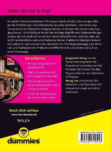 Buchcover und Innenansicht für das Buch: Koreanisch für Dummies