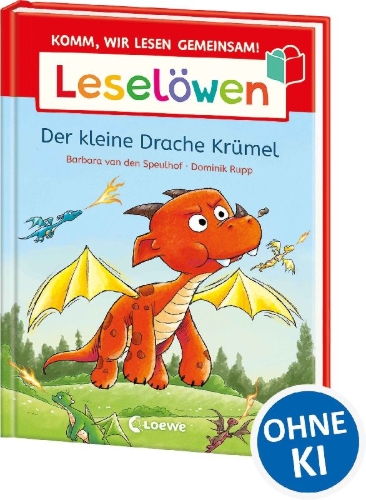 Buchcover und Innenansicht für das Buch: Leselöwen - Komm, wir lesen gemeinsam! - Der kleine Drache Krümel