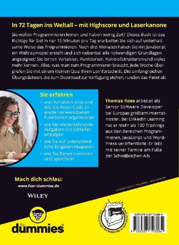 Buchcover und Innenansicht für das Buch: Programmieren lernen in 15 Minuten am Tag für Dummies