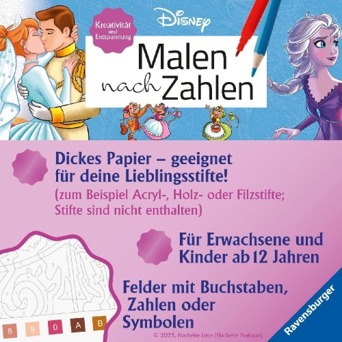 Buchcover und Innenansicht für das Buch: Disney - Malen nach Zahlen: Micky, Donald & Co.