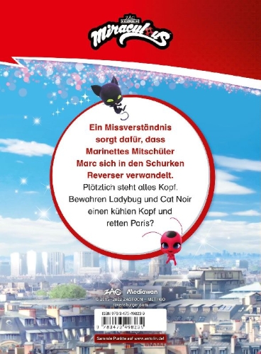 Buchcover und Innenansicht für das Buch: Miraculous - Der zerrissene Traum - Das Erstlesebuch zur Serie
