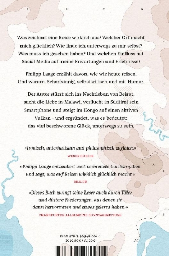 Buchcover und Innenansicht für das Buch: Vom Glück zu reisen - Ein Reisehandbuch