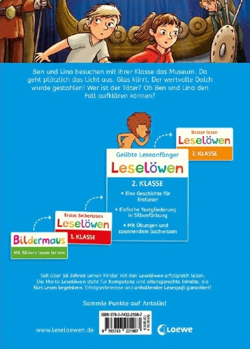 Buchcover und Innenansicht für das Buch: Leselöwen 2. Klasse - Hilfe! Diebe im Museum