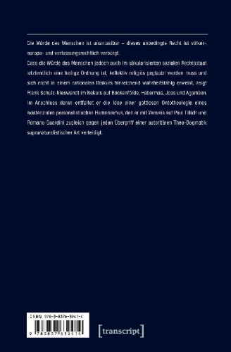 Buchcover und Innenansicht für das Buch: Menschenwürde als heilige Ordnung