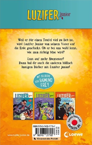 Buchcover und Innenansicht für das Buch: Luzifer junior (Band 1) - Zu gut für die Hölle