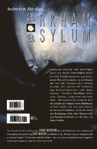 Buchcover und Innenansicht für das Buch: Batman: Arkham Asylum