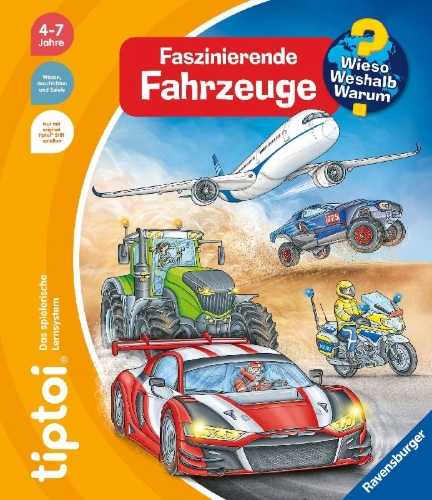 Buchcover und Innenansicht für das Buch: tiptoi® Wieso? Weshalb? Warum? - Faszinierende Fahrzeuge