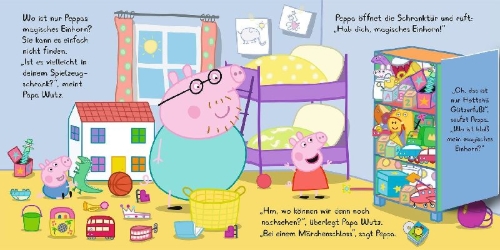 Buchcover und Innenansicht für das Buch: Peppa Pig: Where's Peppa's Magical Unicorn? - A Lift-the-Flap Book