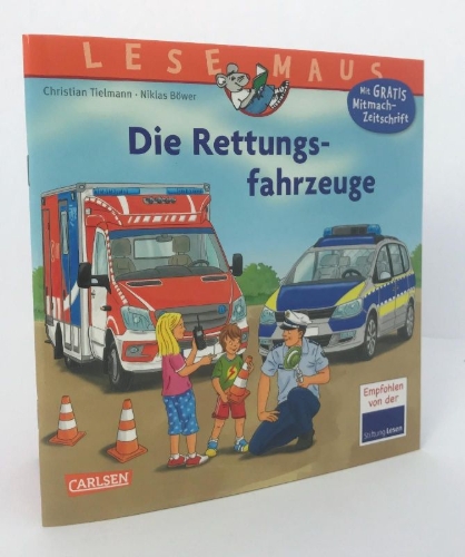 Buchcover und Innenansicht für das Buch: LESEMAUS 158: Die Rettungsfahrzeuge