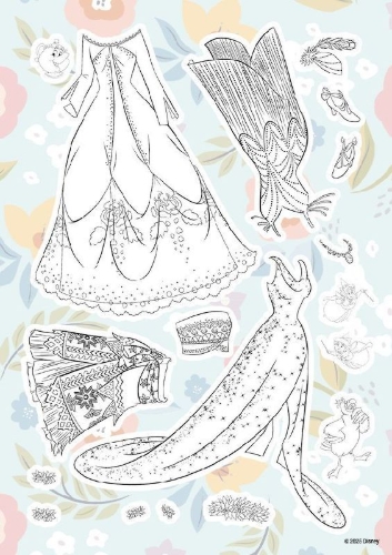 Buchcover und Innenansicht für das Buch: Disney Prinzessin: Mein Styling-Spaß mit Stickern zum Ausmalen - Stickern - Malen - Stylen