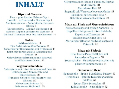 Buchcover und Innenansicht für das Buch: Griechische Meze