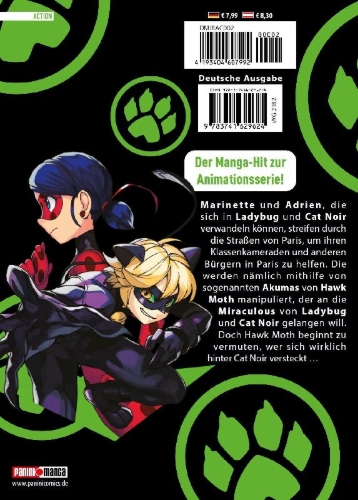 Buchcover und Innenansicht für das Buch: Miraculous - Die Abenteuer von Ladybug und Cat Noir (Manga) 02