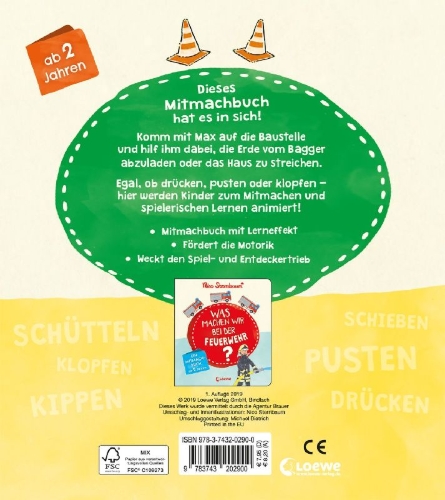 Buchcover und Innenansicht für das Buch: Was machen wir auf der Baustelle?