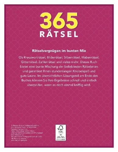 Buchcover und Innenansicht für das Buch: 365 Rätsel