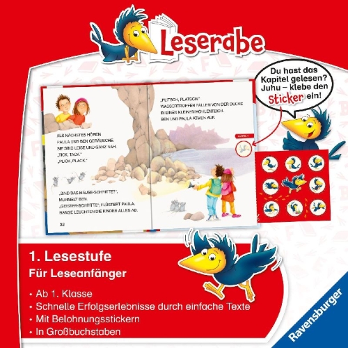 Buchcover und Innenansicht für das Buch: Das Rätsel der Drachenhöhle - Leserabe ab 1. Klasse - Erstlesebuch für Kinder ab 6 Jahren (in Großbuchstaben)