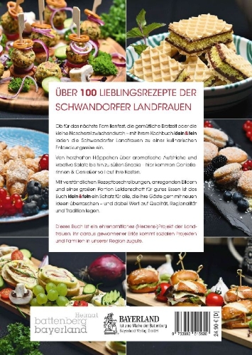 Buchcover und Innenansicht für das Buch: klein & fein. Herzhafte Häppchen und süße Snacks - Köstliches aus der Landfrauenküche
