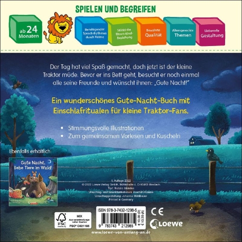 Buchcover und Innenansicht für das Buch: Gute Nacht, lieber Traktor!