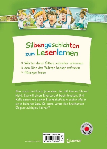 Buchcover und Innenansicht für das Buch: Silbengeschichten zum Lesenlernen - Fußballgeschichten