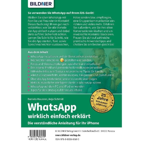 Buchcover und Innenansicht für das Buch: WhatsApp wirklich einfach erklärt - Die verständliche Anleitung für Ihr iPhone