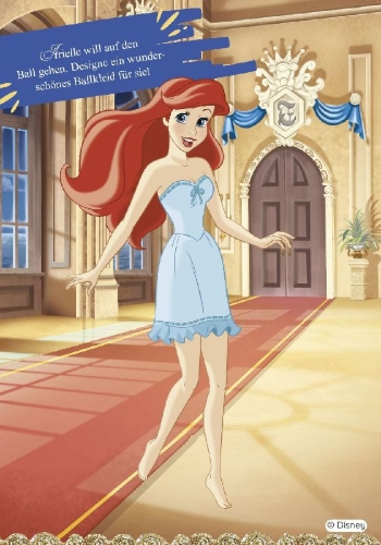 Buchcover und Innenansicht für das Buch: Disney Prinzessin: Mein liebster Styling-Spaß: Stickern, Malen, Stylen
