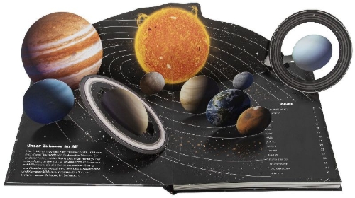 Buchcover und Innenansicht für das Buch: Kinder-Weltraumatlas