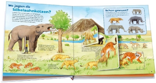 Buchcover und Innenansicht für das Buch: WAS IST WAS Junior Band 30. Dinosaurier und Tiere der Urzeit