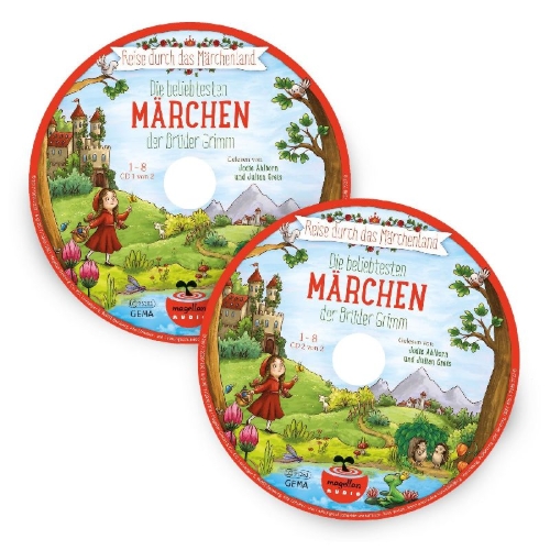 Buchcover und Innenansicht für das Buch: Reise durch das Märchenland - Die beliebtesten Märchen der Brüder Grimm (Audio-CD)