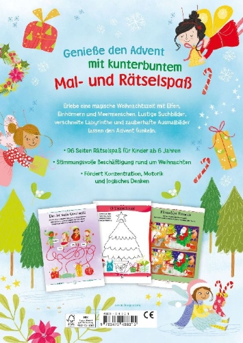 Buchcover und Innenansicht für das Buch: Magical Christmas Activity Book