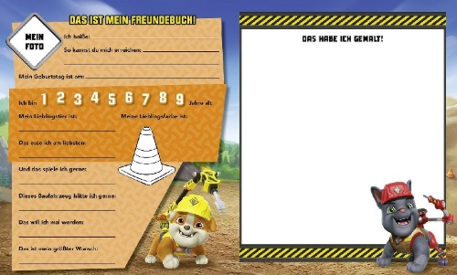 Buchcover und Innenansicht für das Buch: Rubble & Crew: Meine ersten Freunde
