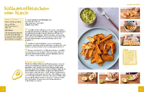 Buchcover und Innenansicht für das Buch: Das Dr. Oetker Schulkochbuch für Kinder