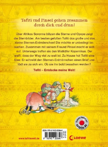 Buchcover und Innenansicht für das Buch: Tafiti und das Geheimnis der Sterne (Band 14)