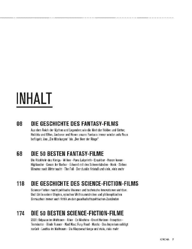 Buchcover und Innenansicht für das Buch: Cinema präsentiert: Fantastische Welten - Die Geschichte des Fantasy-Films und des Science-Fiction-Genres