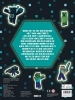 Buchcover und Innenansicht für das Buch: Minecraft: Der große Glow-in-the-Dark Stickerspaß: Stickern - Rätseln - Ausmalen