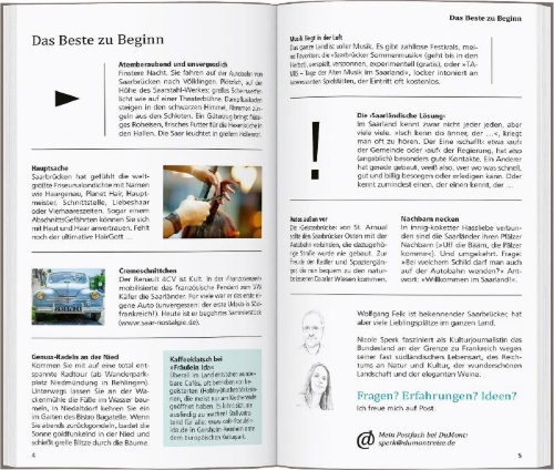 Buchcover und Innenansicht für das Buch: DUMONT direkt Reiseführer Saarland